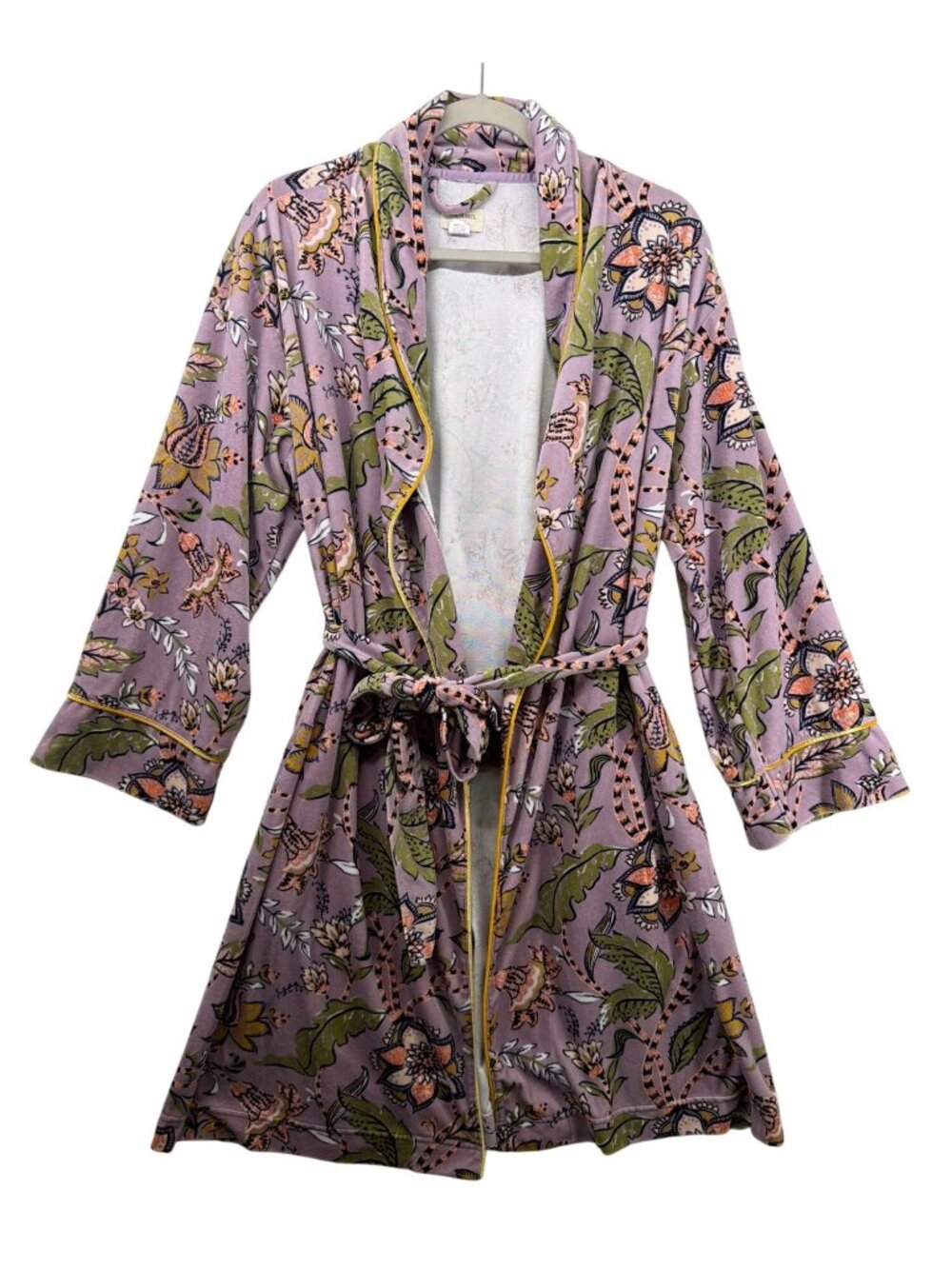 World Market Womens Kimono Robe OneSize Plum Purple Floral Velour Boho FairyCore